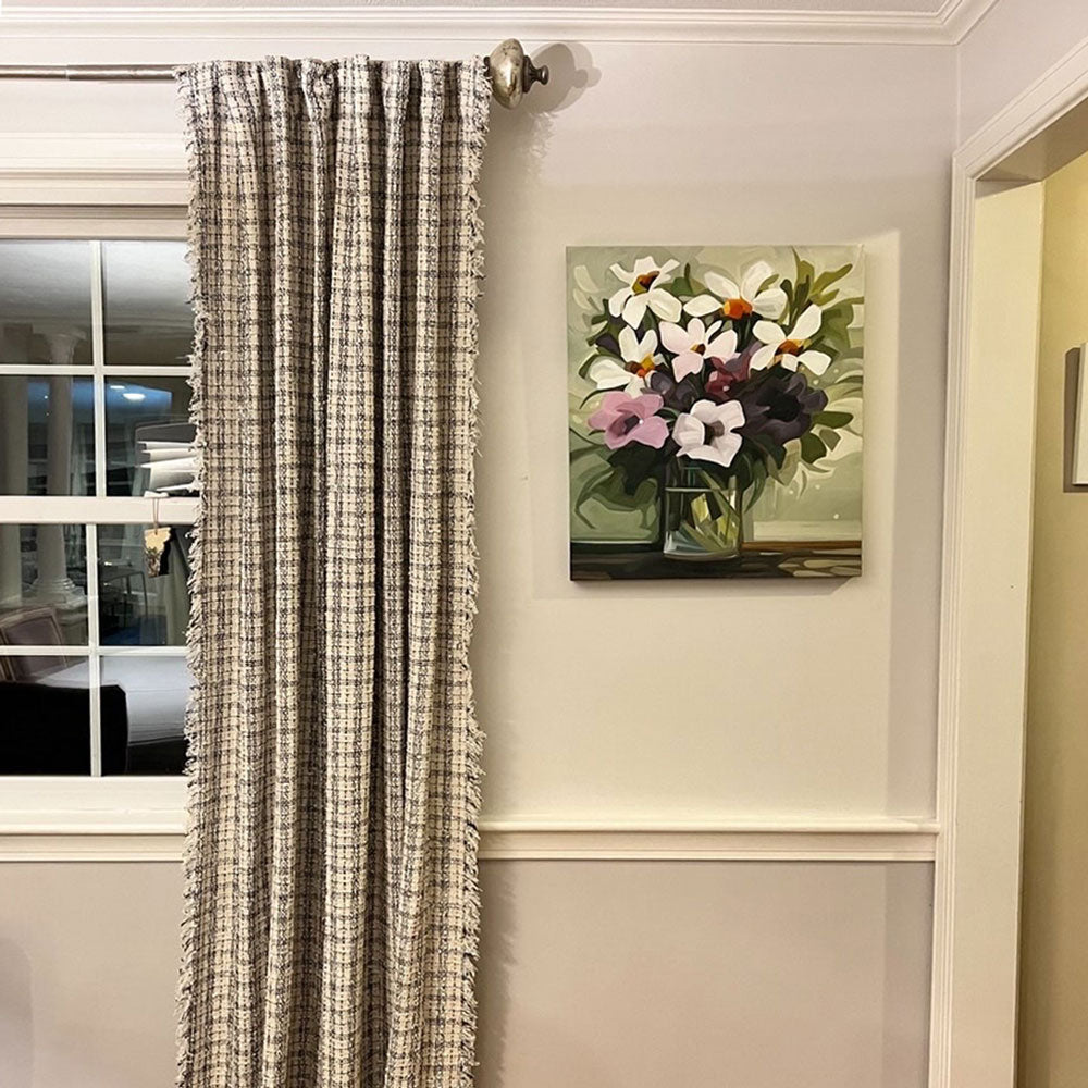 acrylic flower painting in dining room