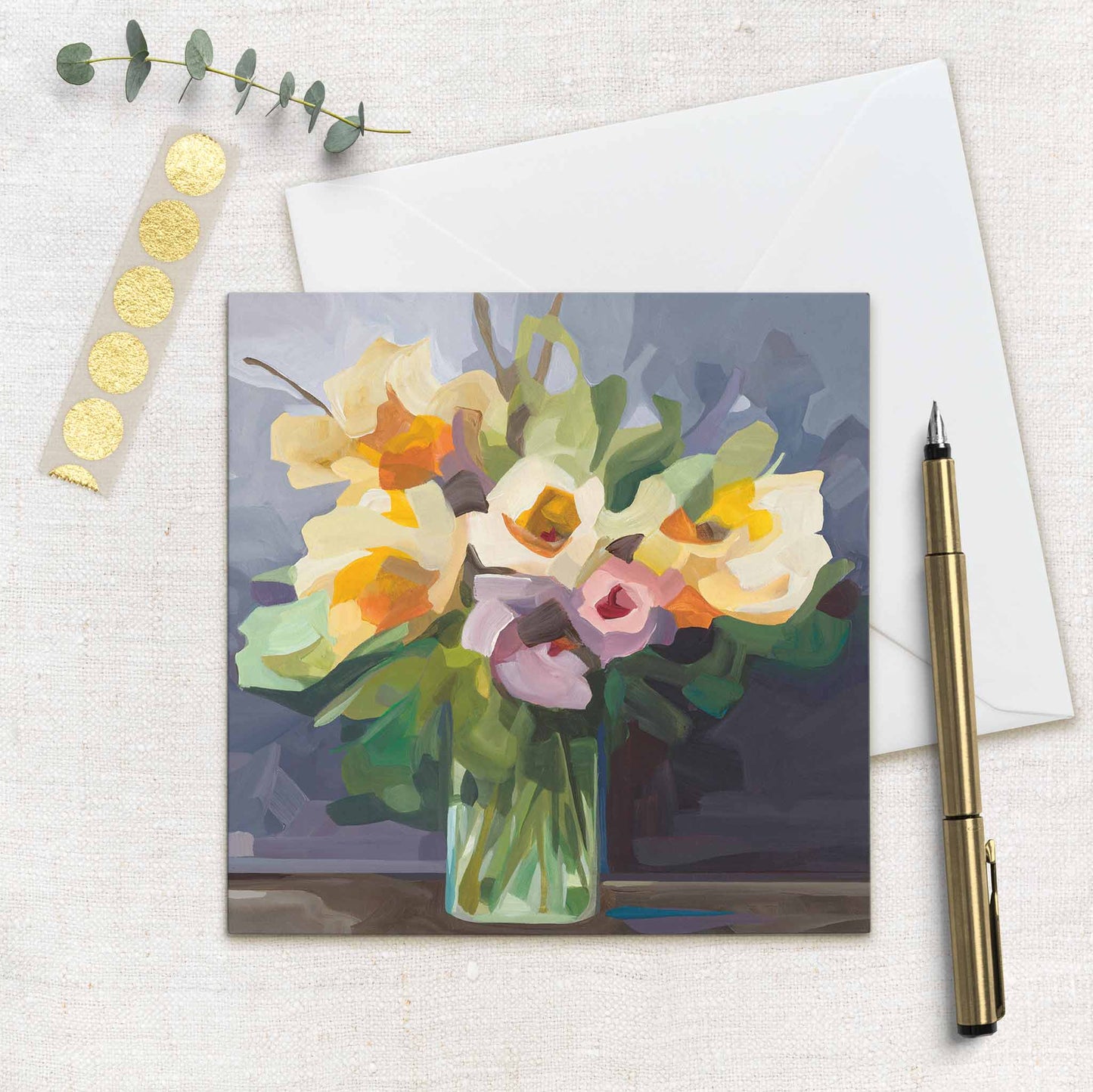 uk art cards with yellow flowers painting
