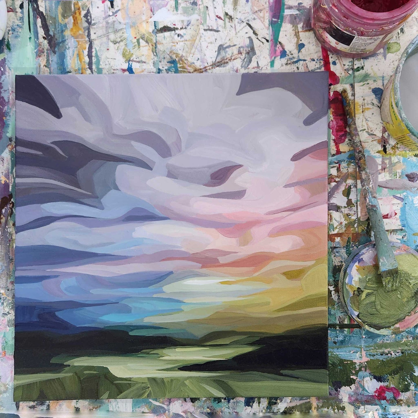 evening sky painting 12x12 imagined landscapes 12-26