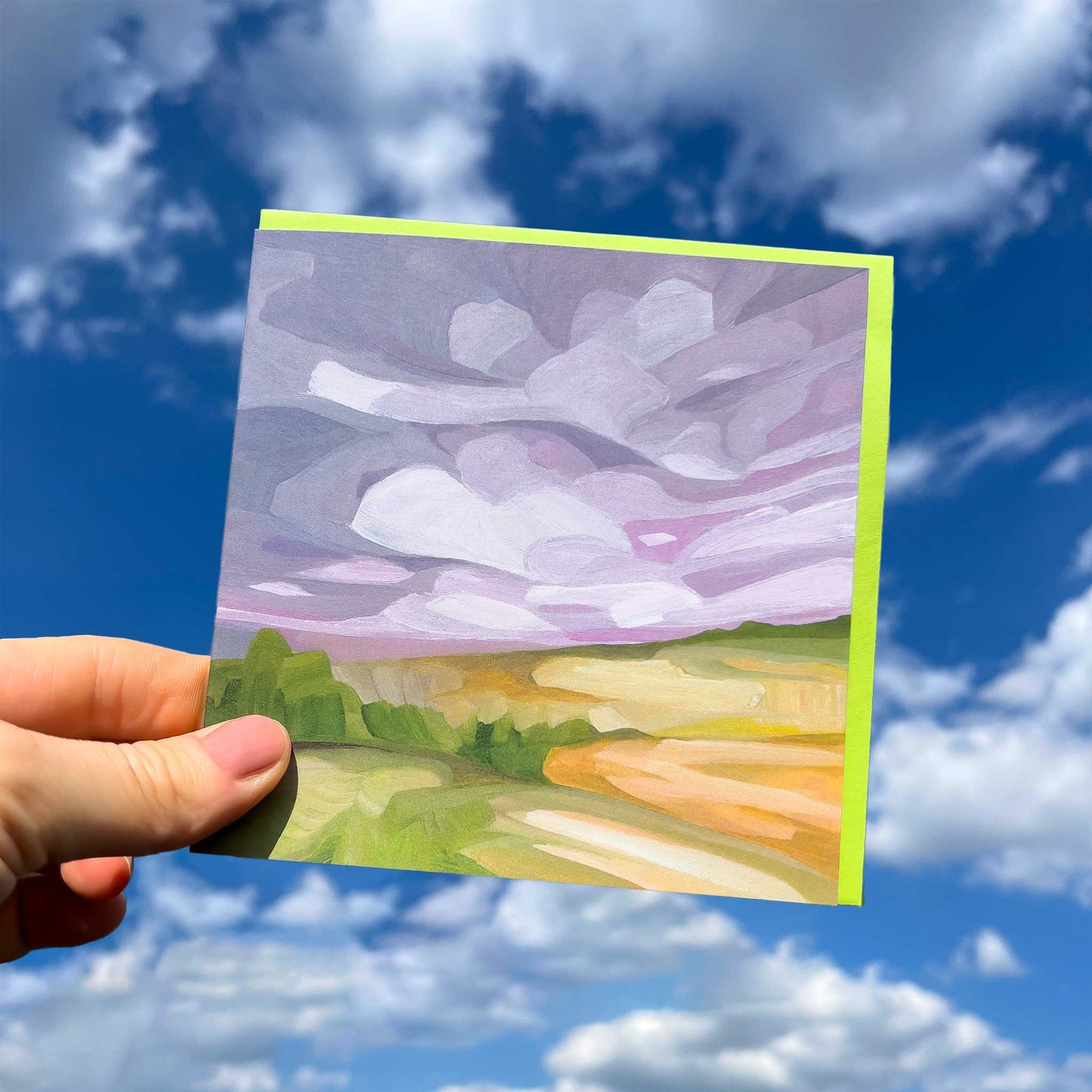 lavender evening sky art greeting card