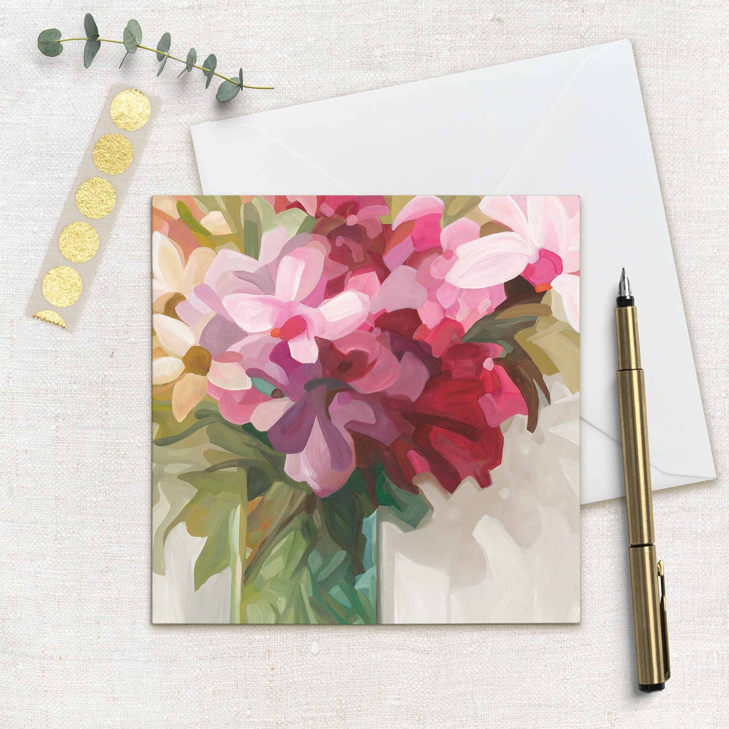 floral art cards uk with pink bouquet