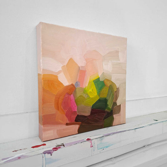 abstract oil painting inspired by summer peach season
