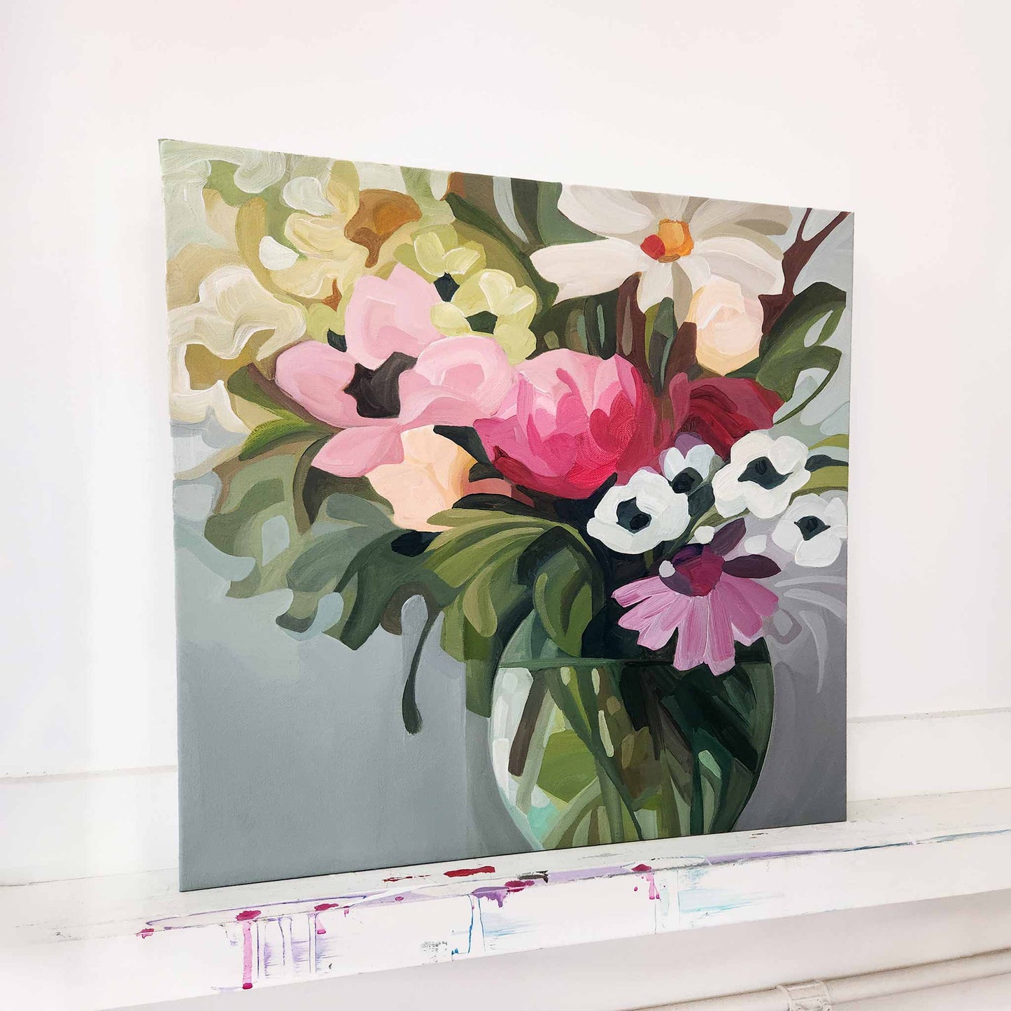 Contemporary abstract artwork with gentle colour palette and expressive brushwork