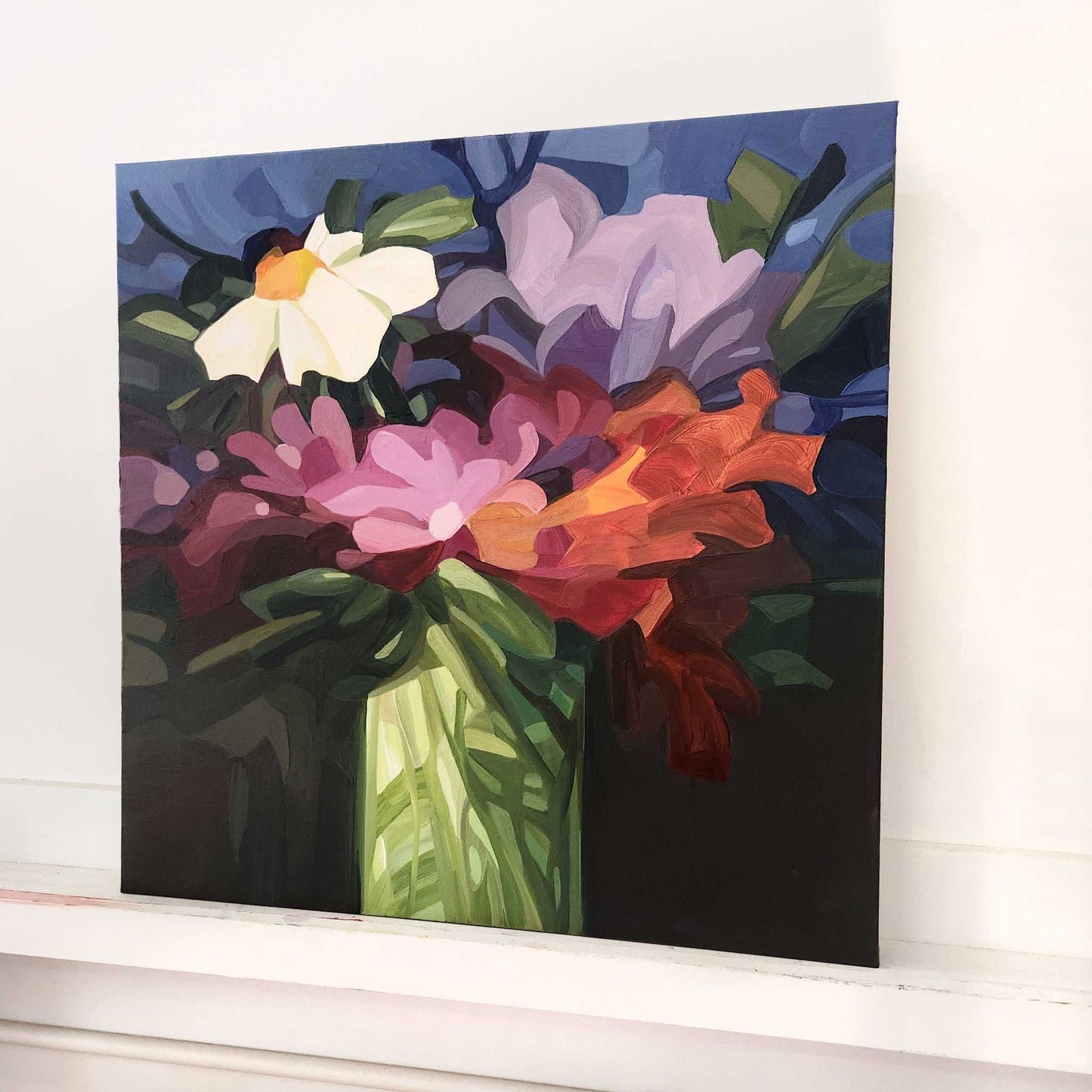 original abstract wildflower painting 24x24