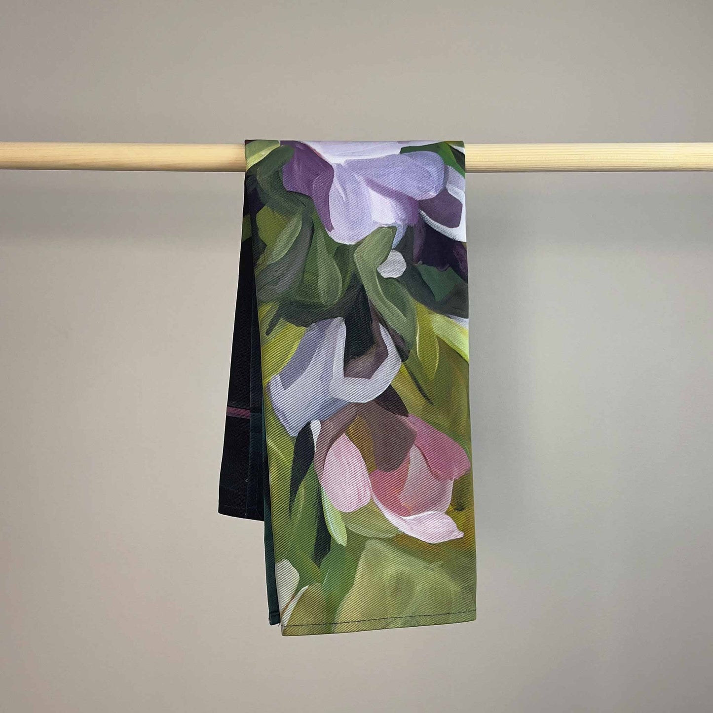 purple floral cotton tea towels
