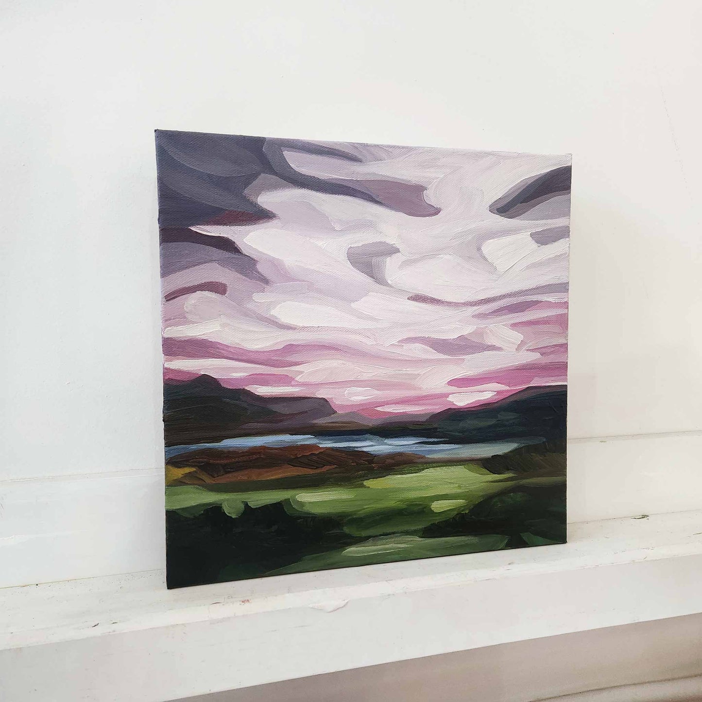 lavendar purple mauve evening sky painting