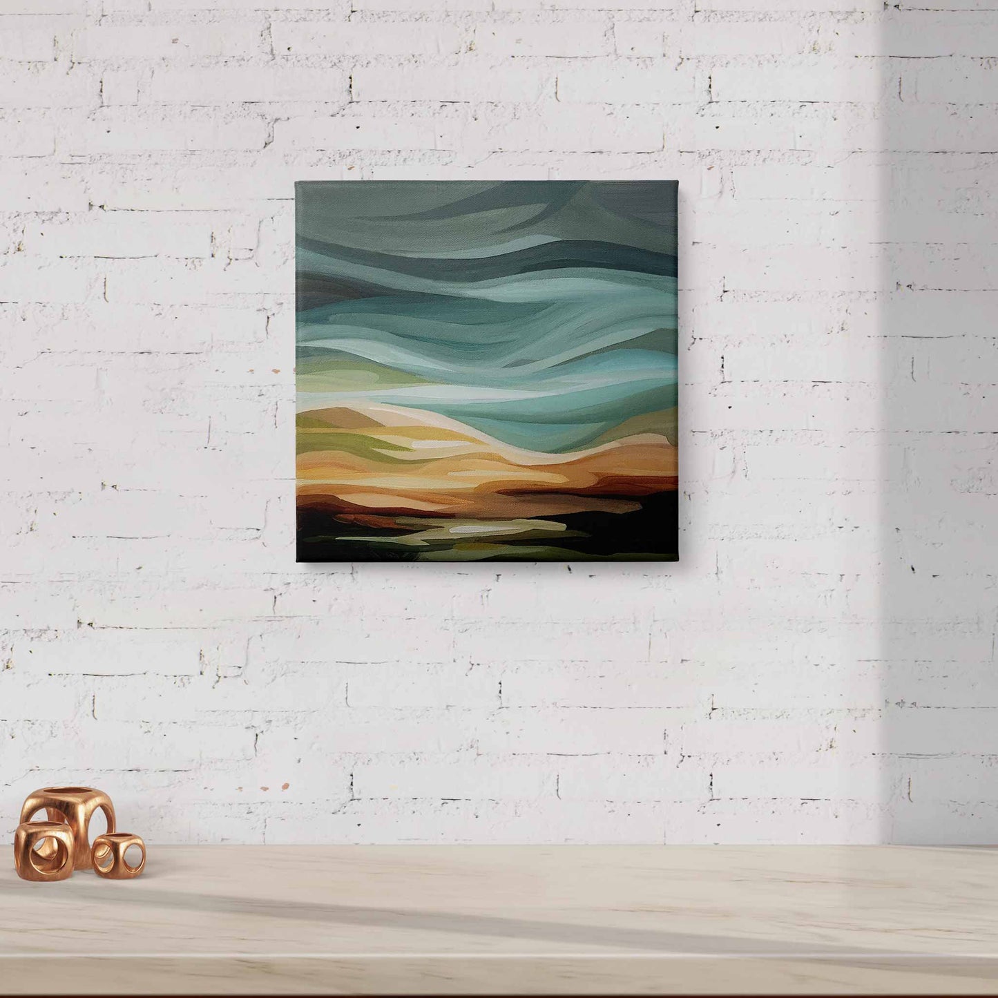 luminous gray green evening sky painting