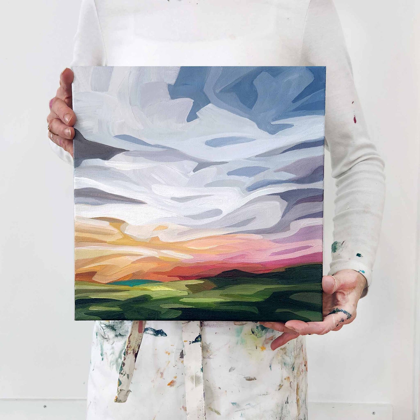 colourful sky painting 12x12 imagined landscape 12-25