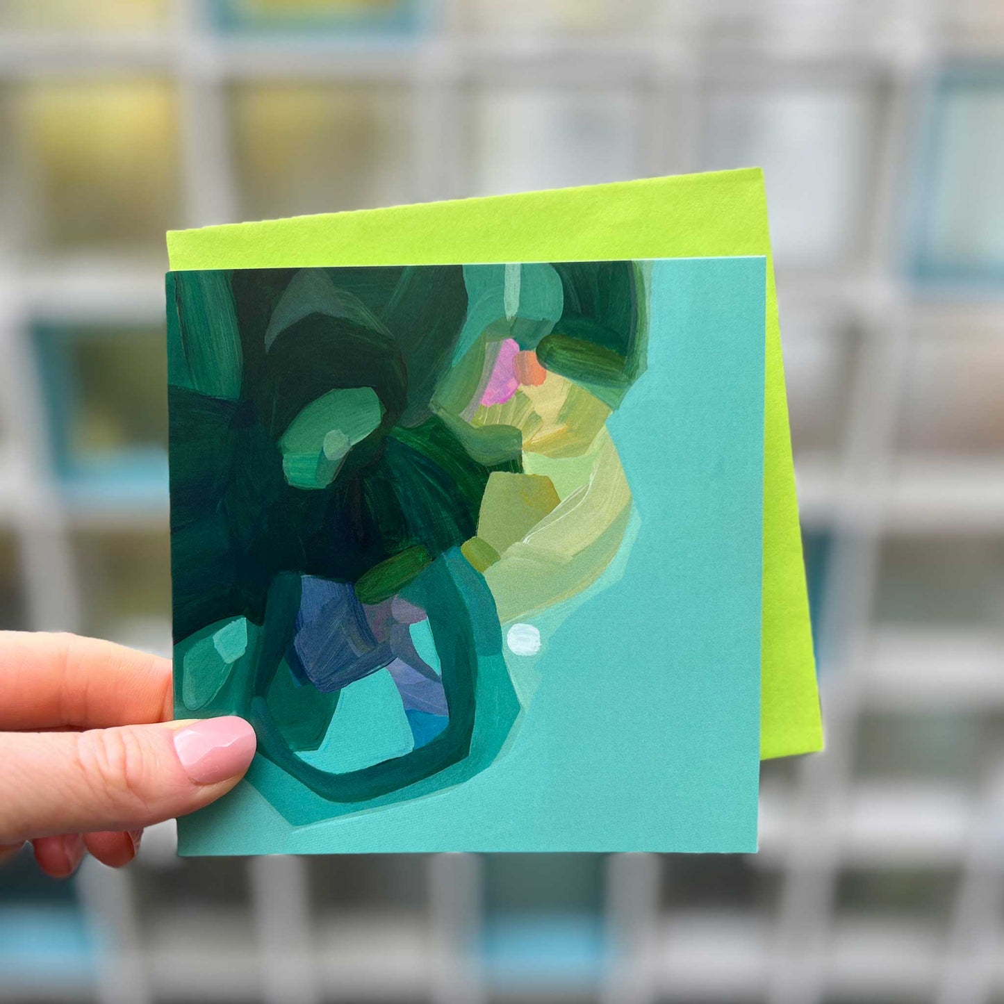 square green abstract art card uk garnish