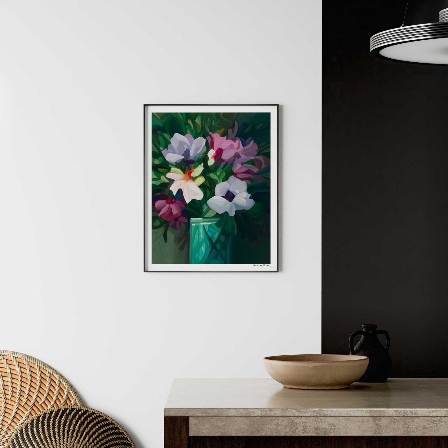 purple abstract flower painting wall art print in kitchen wildthing 2430-4