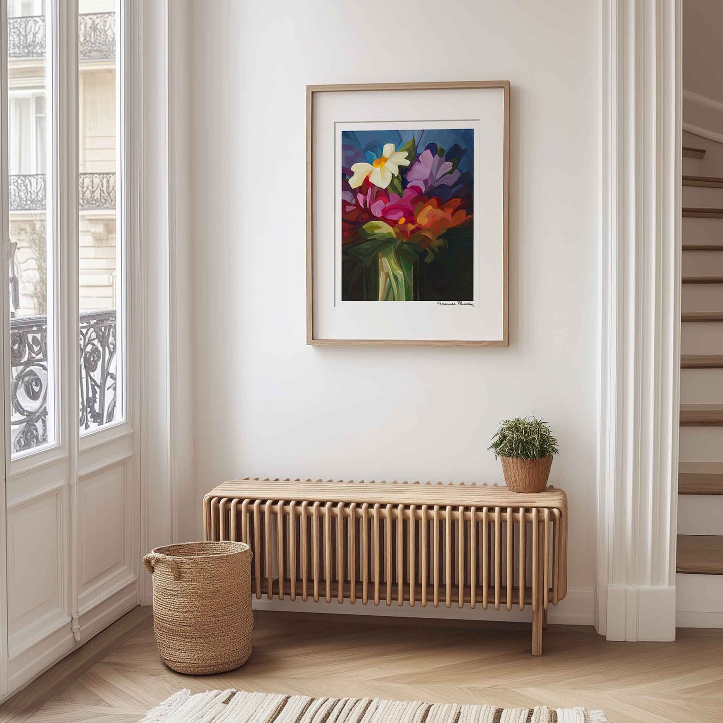 vertical abstract floral wall art print in hallway wildthing 2024-1