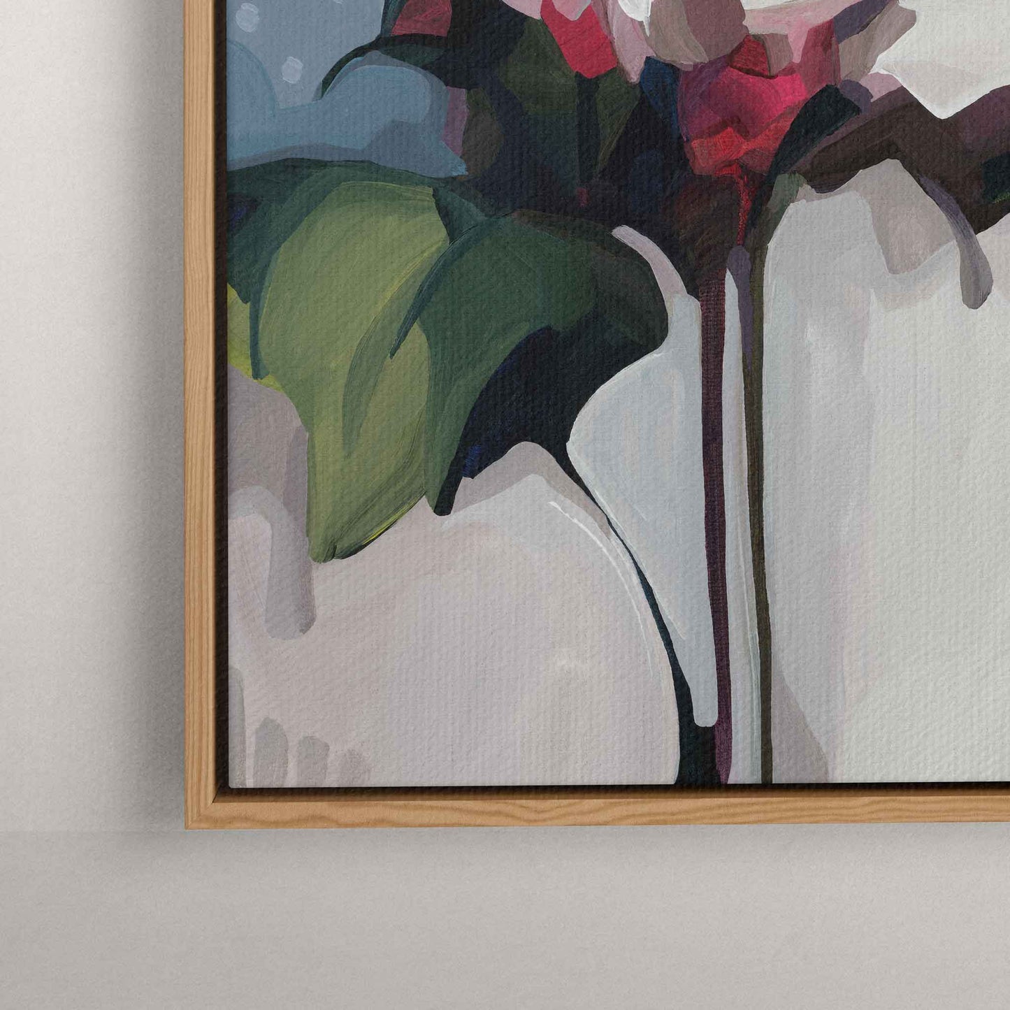 white contemporary flower painting canvas wall art