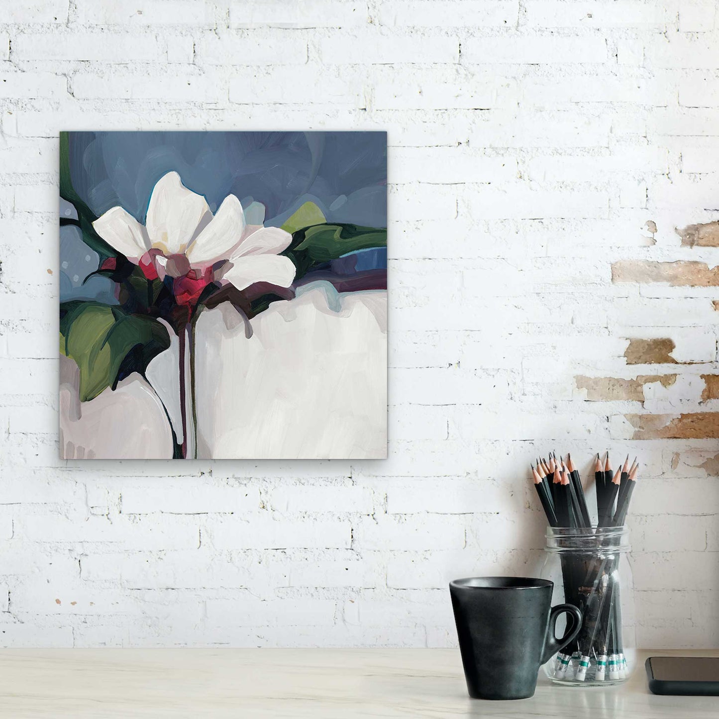 acrylic flower painting canvas floral art abstract flower painting by Canadian artist Susannah Bleasby