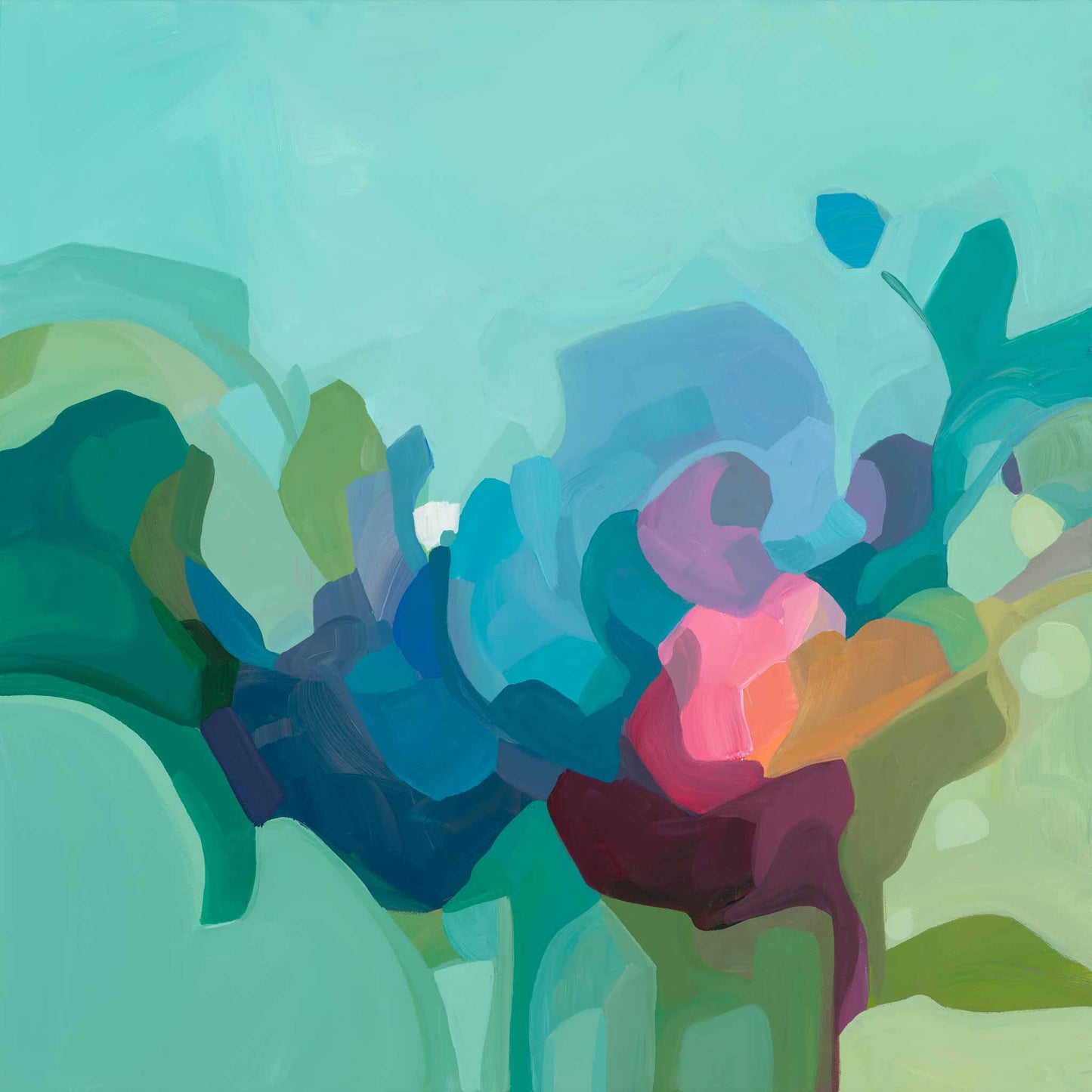 mint green abstract acrylic painting on canvas by Canadian abstract artist Susannah Bleasby