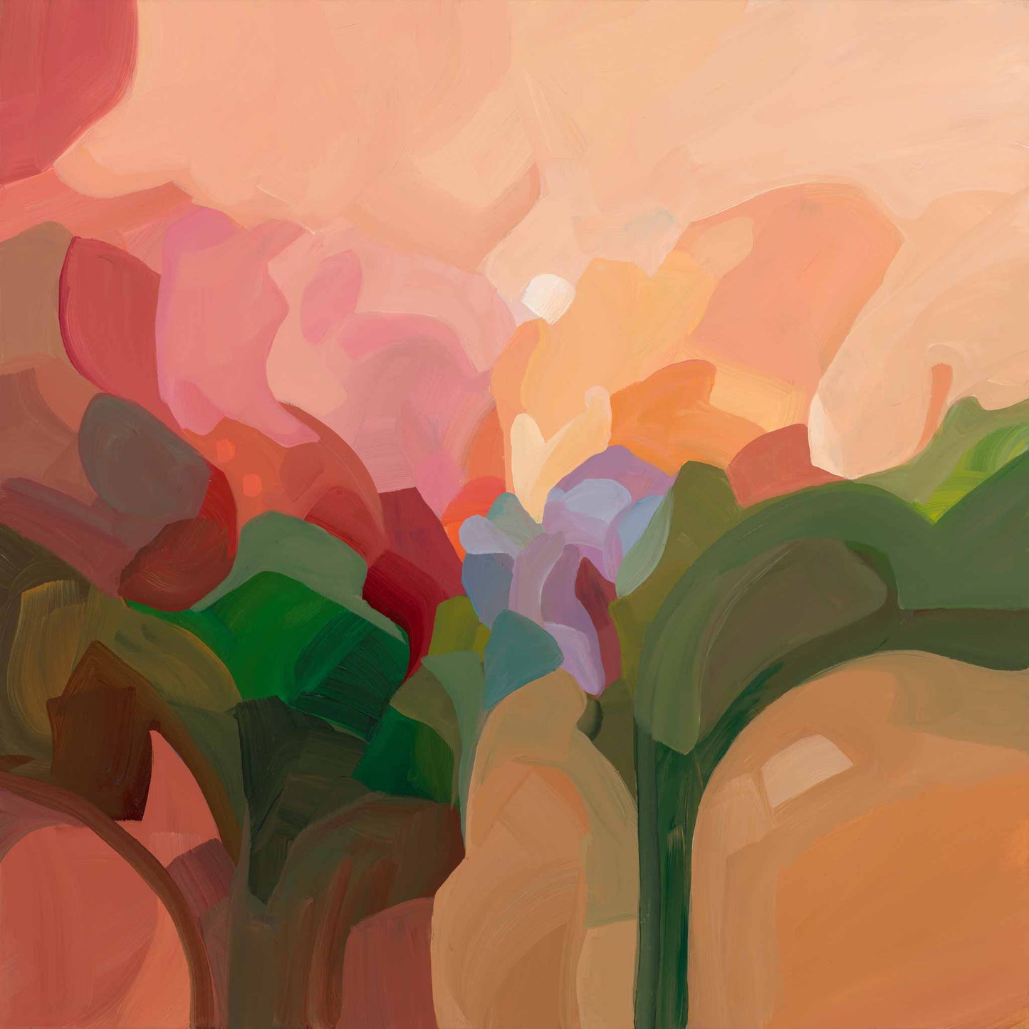 peach coral color acrylic abstract painting on canvas by Canadian artist Susannah Bleasby