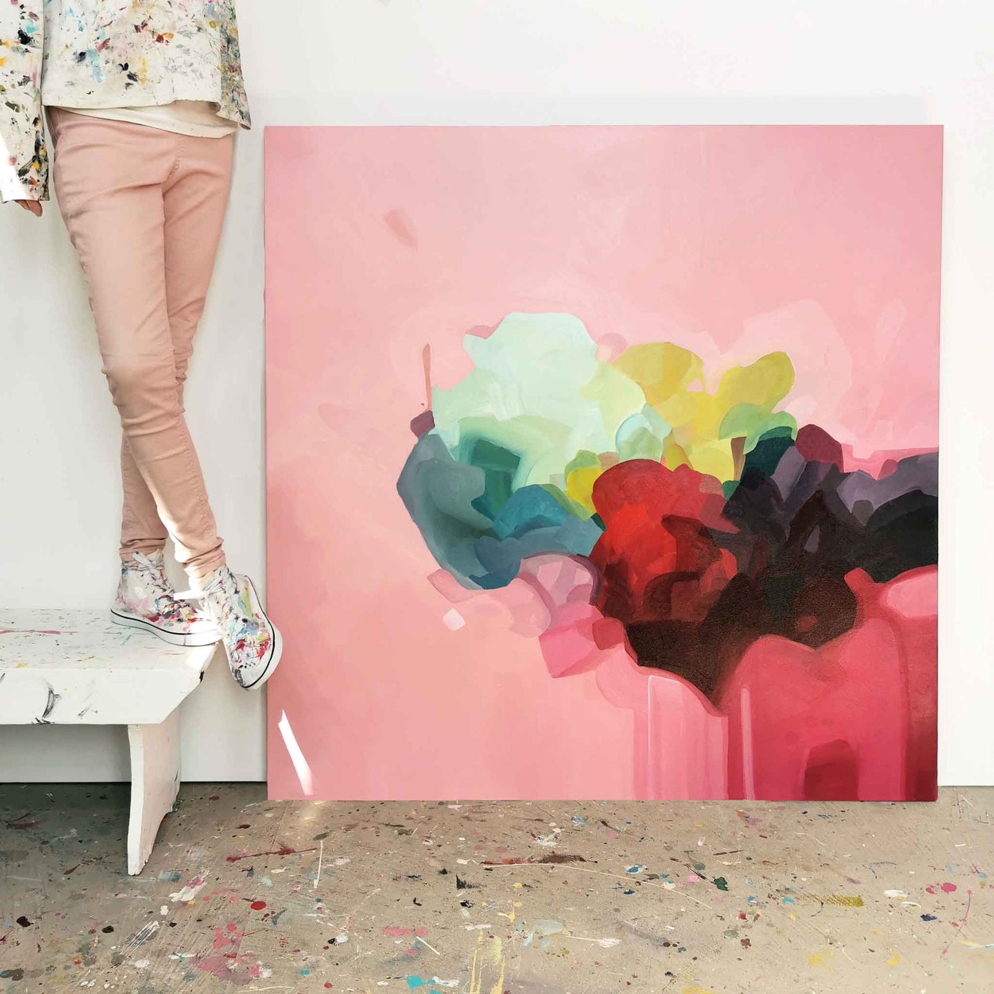 abstract large wall art 48x48 abstract painting on canvas in studio