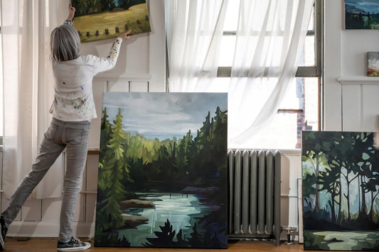 large scale forest landscape paintings from Canadian abstract artist Susannah Bleasby