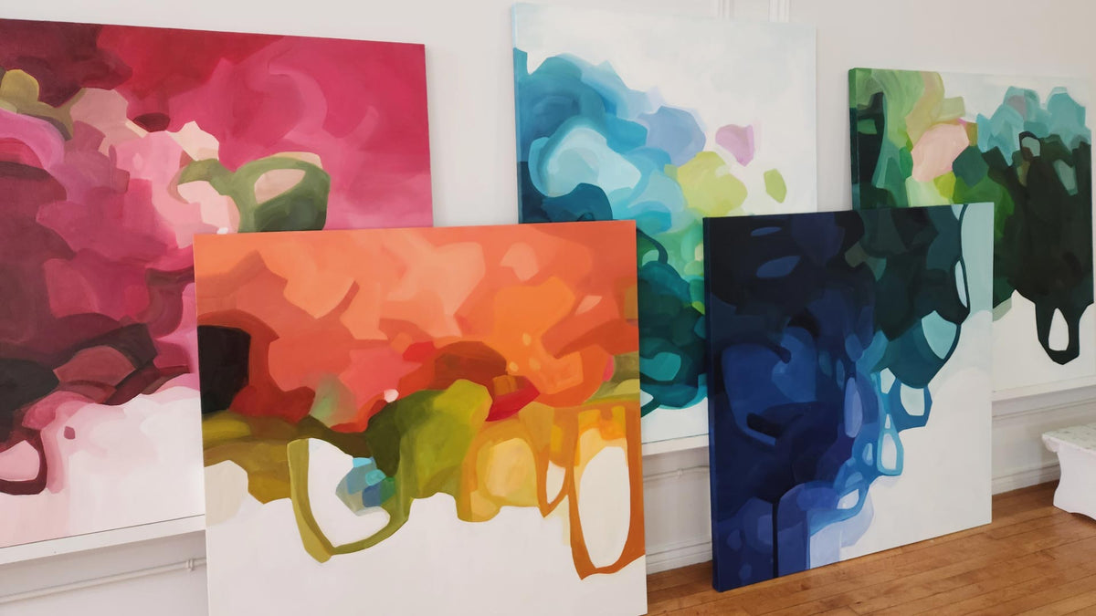 'Somersault' colourful abstract paintings | Susannah Bleasby