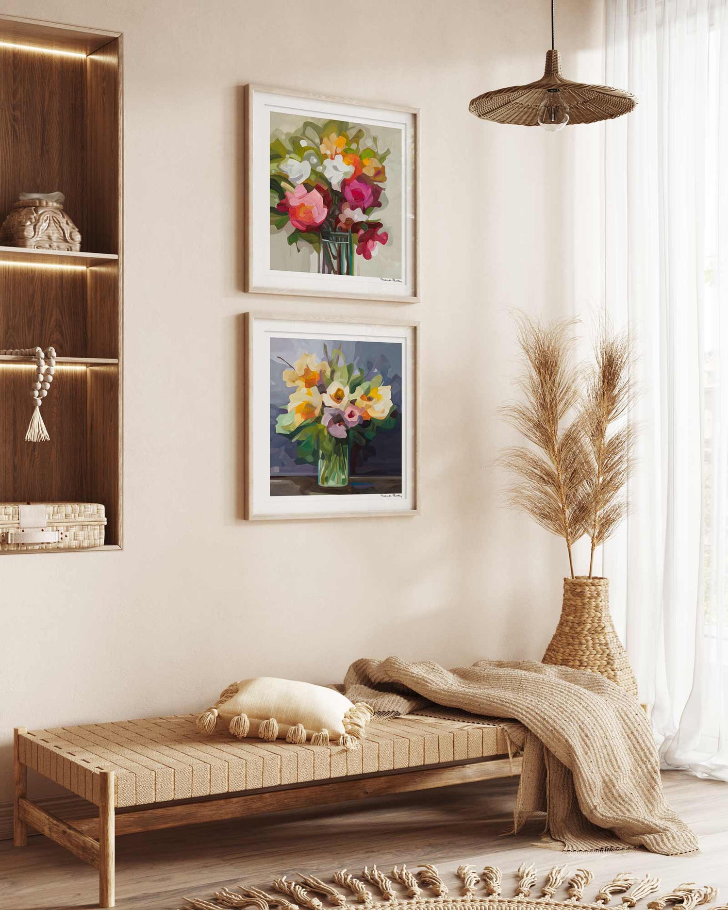 square floral wall art prints