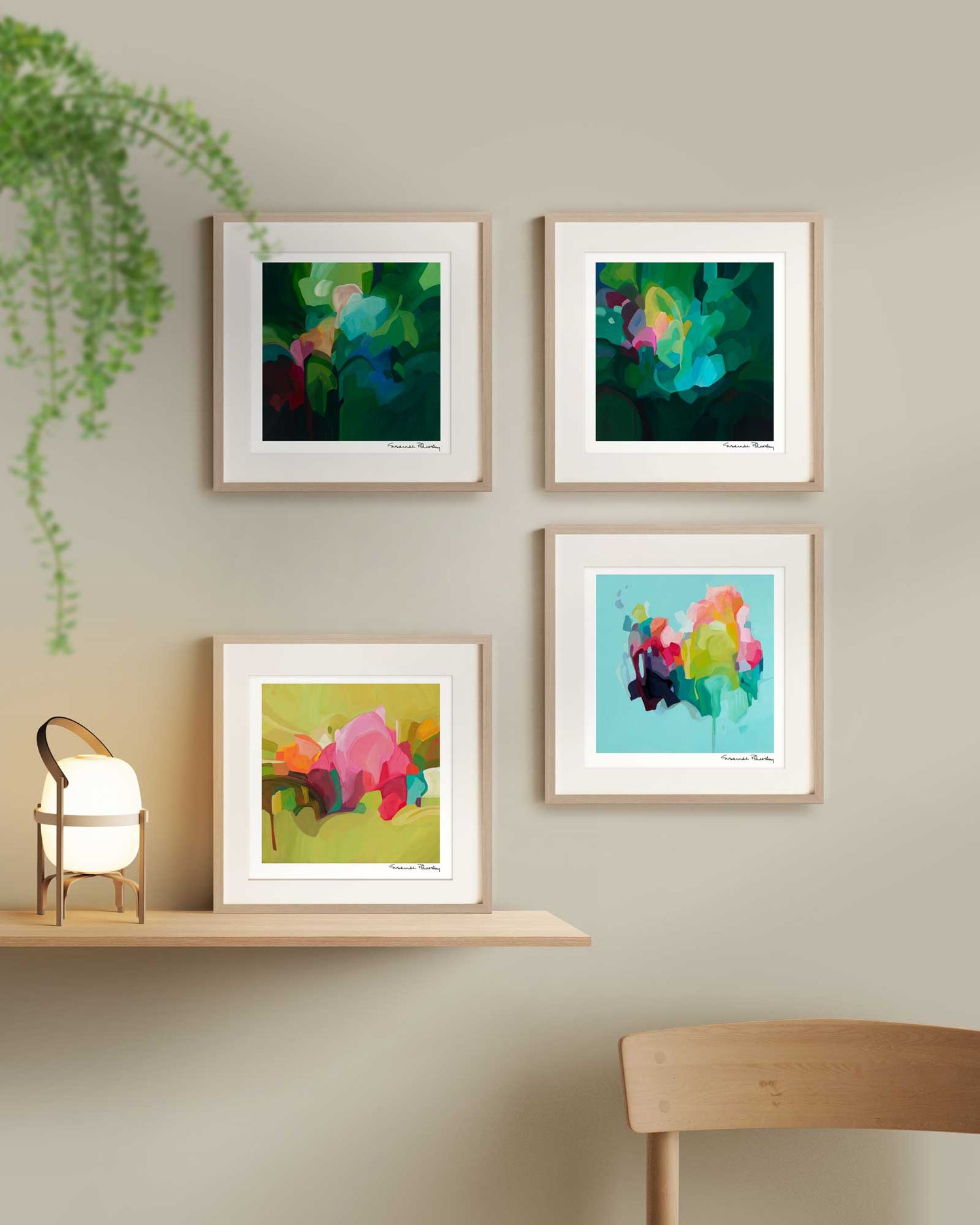four small abstract wall art prints