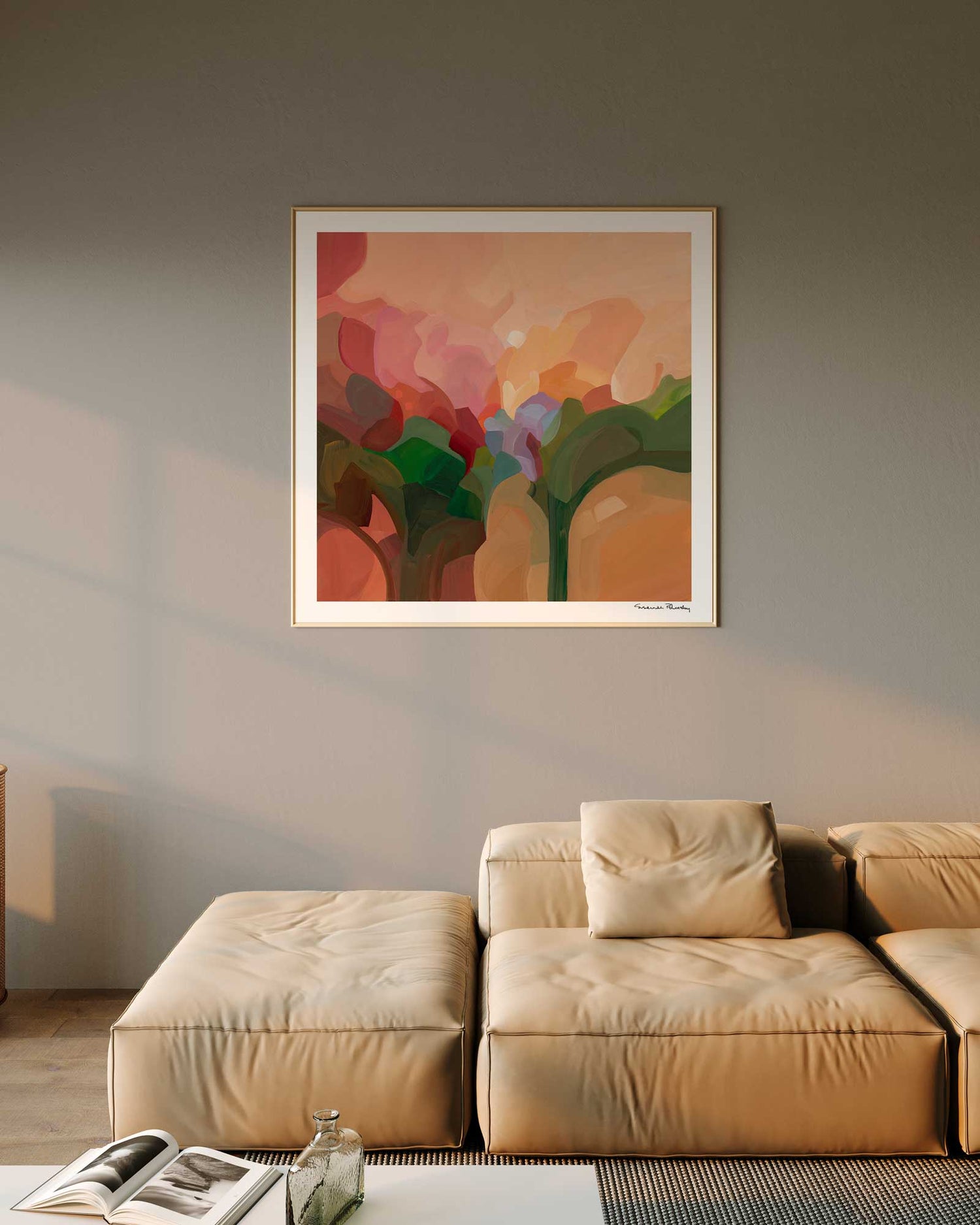large peach abstract wall art print
