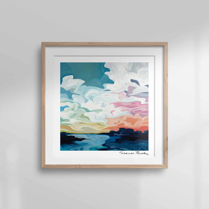 12x12 art print abstract evening sky painting