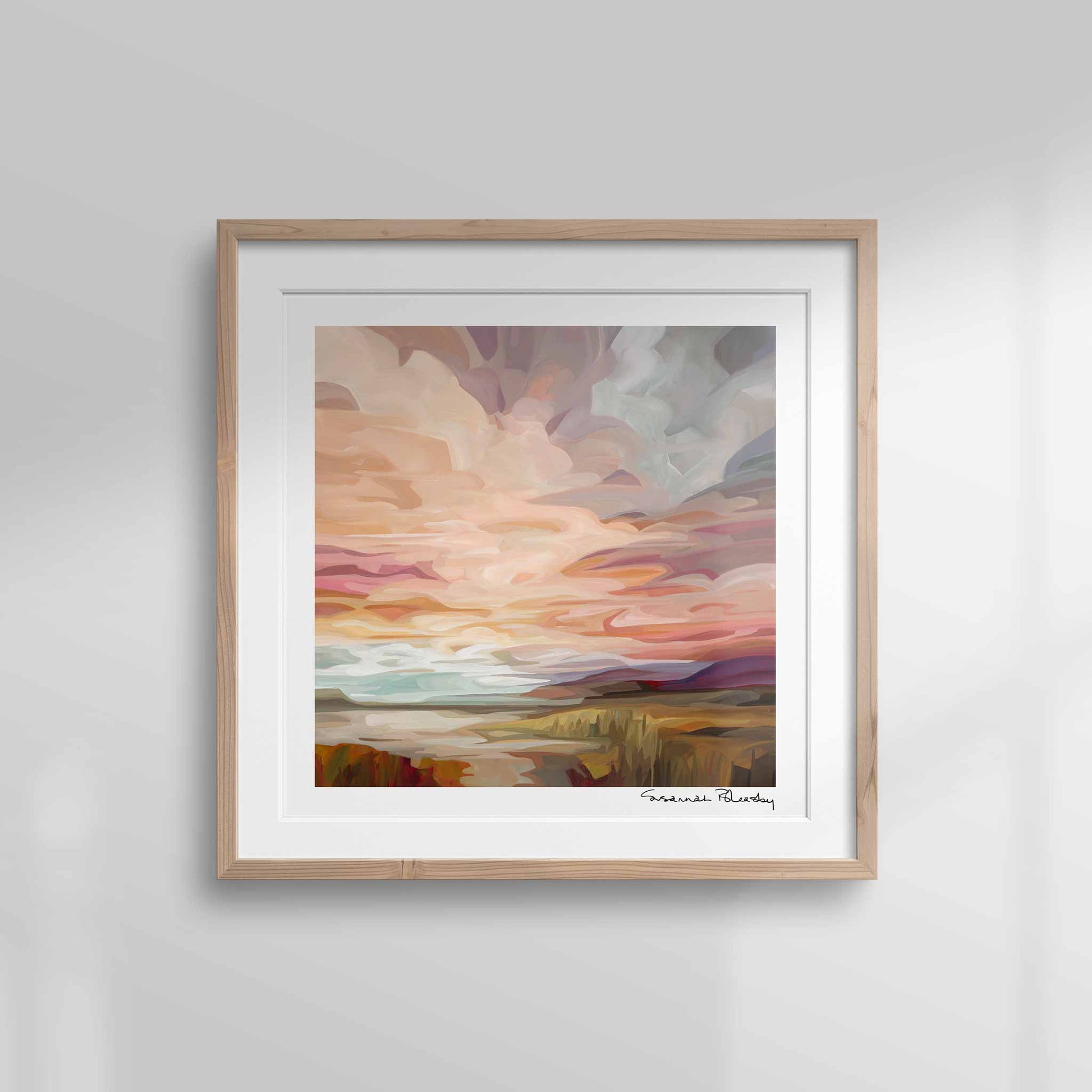 12x12 fine art print peach sunset painting