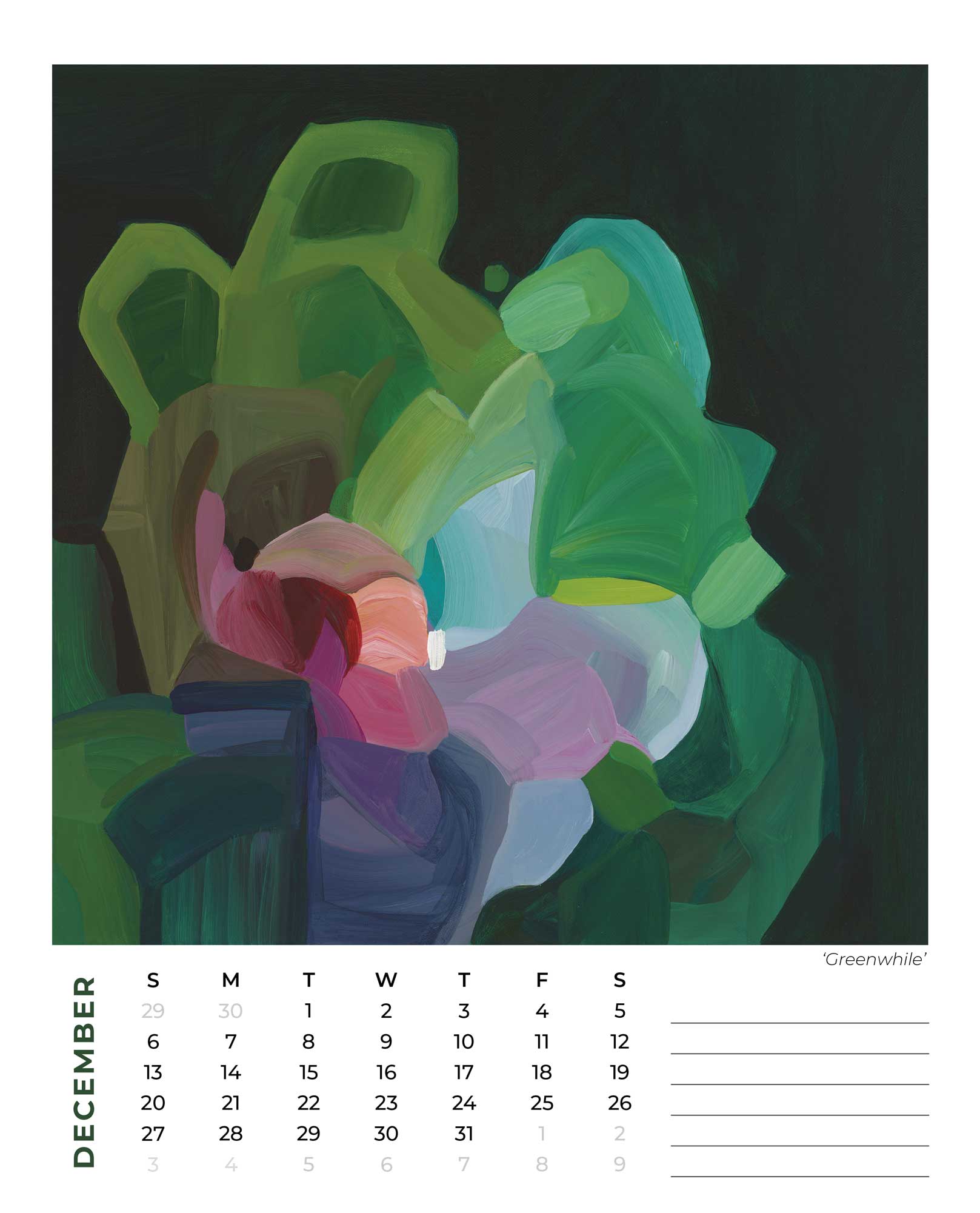 2026 wall calendar december