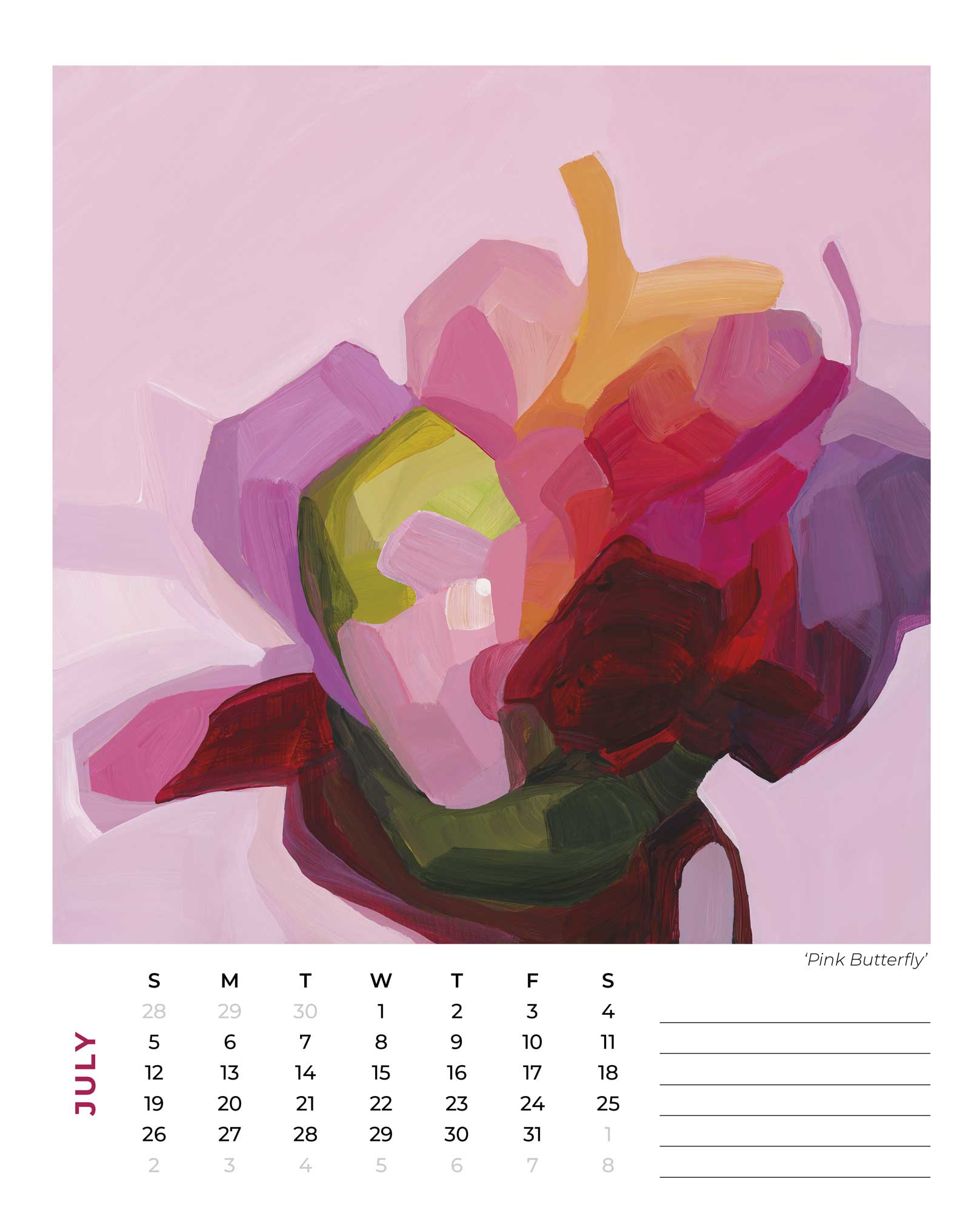 2026 wall calendar july