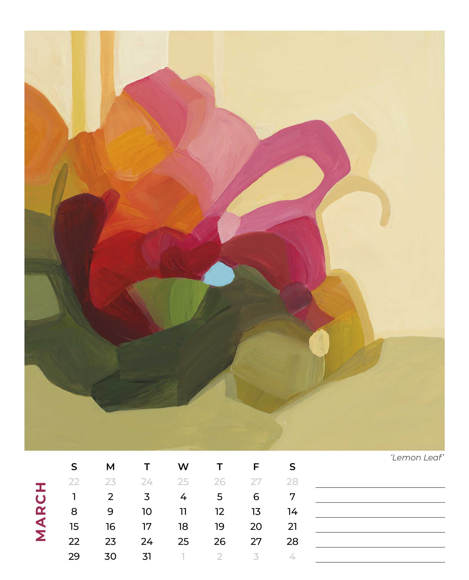 2026 wall calendar march