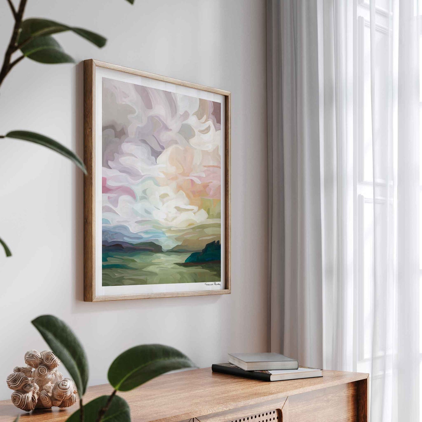 24x24 wall art print pastel abstract sky painting