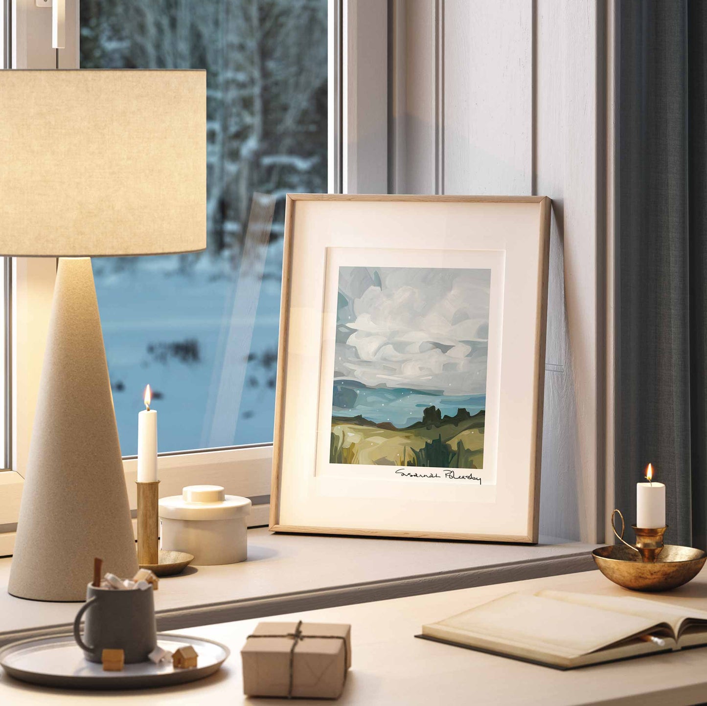 8x10 abstract landscape art print first snowflakes