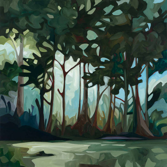 Tanglewood: an acrylic painting of a forest park and an art print for your home.