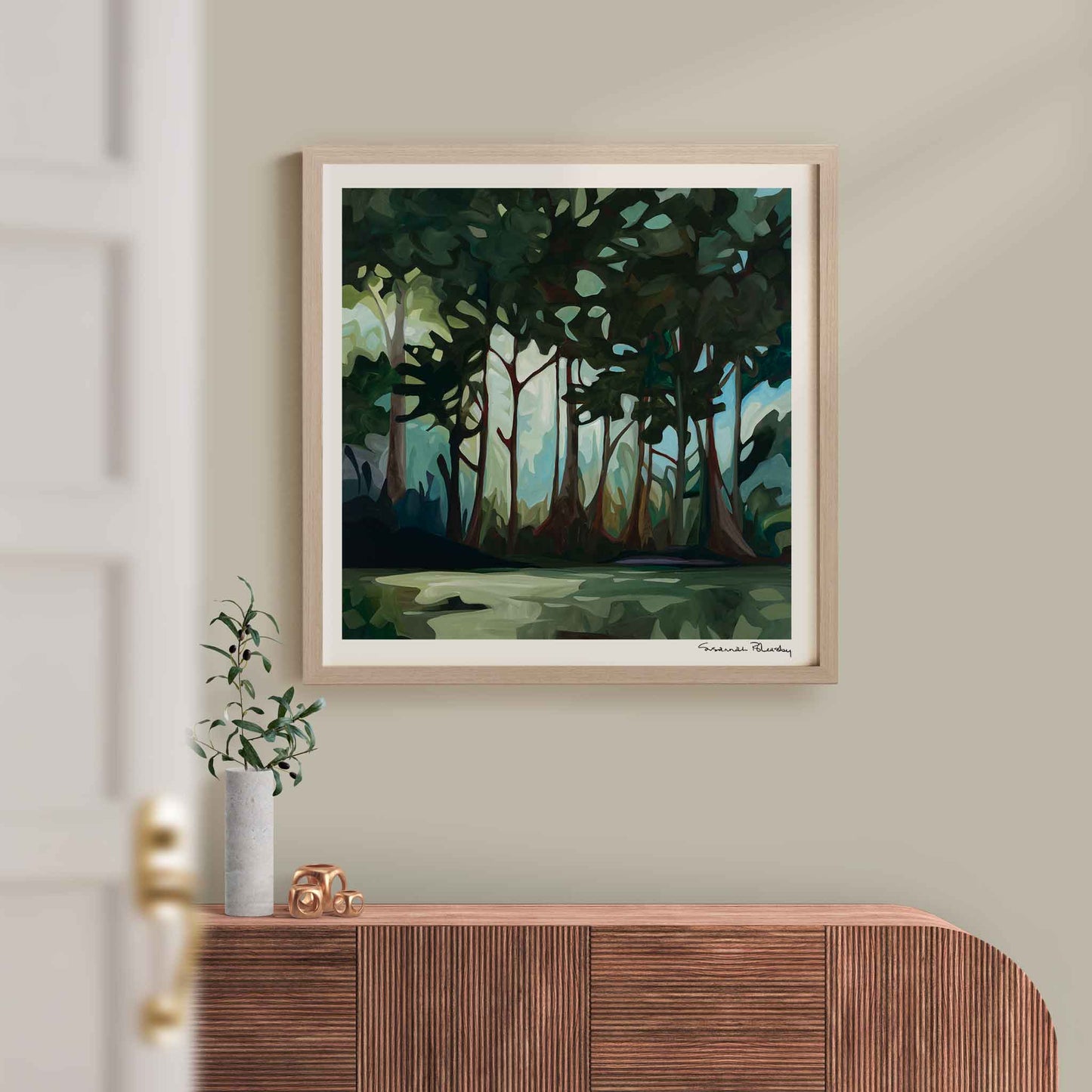 Tanglewood is an abstract forest painting and art print that shows nature's beauty and tranquility.