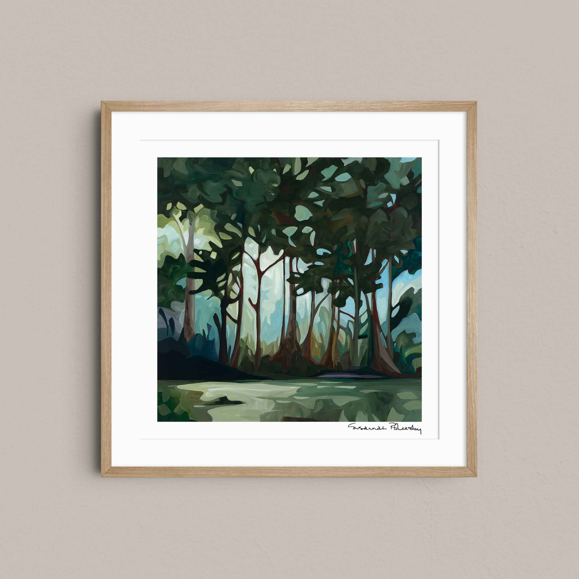 Enjoy nature's beauty and tranquility with Tanglewood, an acrylic landscape painting and art print of a forest park.
