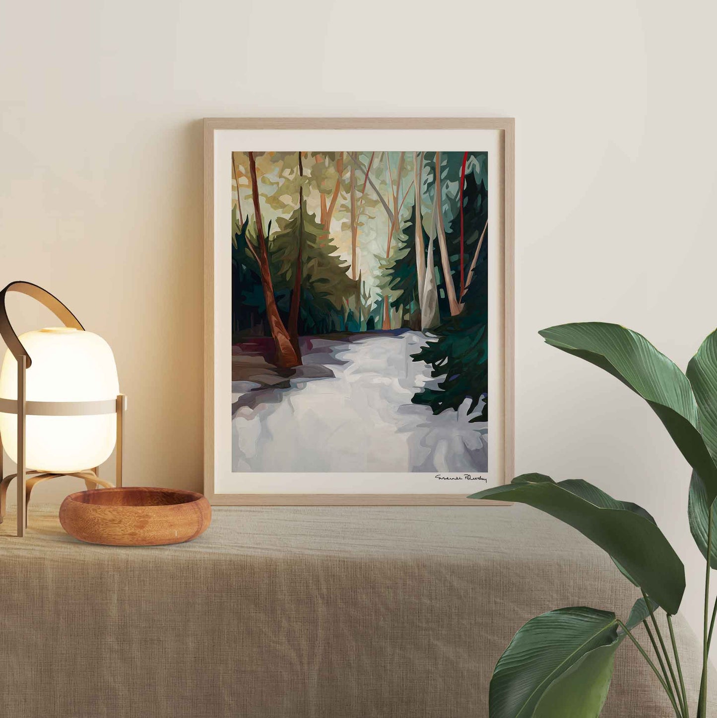 Art print of 'Rockwood' created from an abstract forest painting by Canadian artist Susannah Bleasby