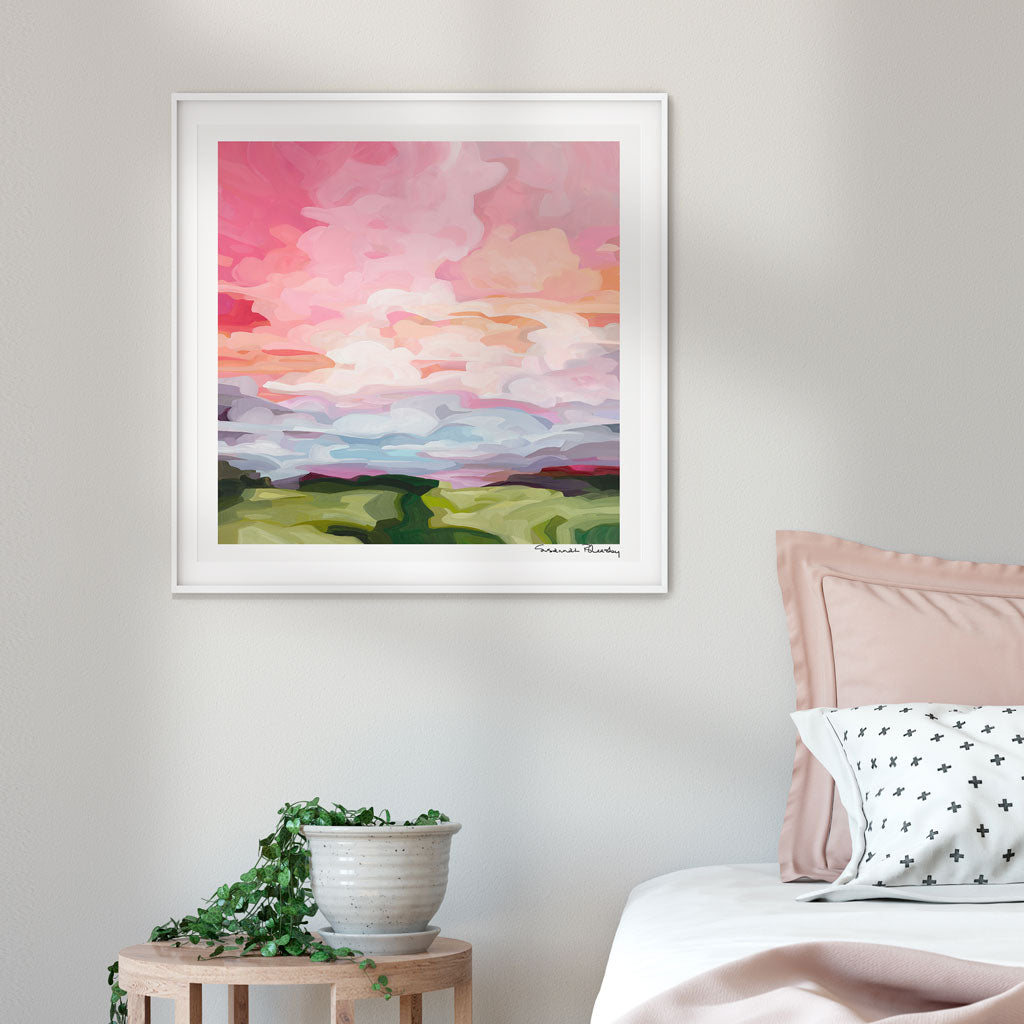 Acrylic cloud painting print soft colourful sky painting