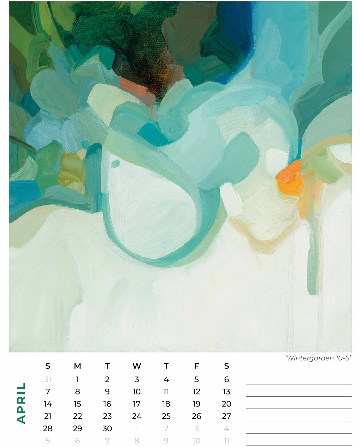 april 2024 calendar month abstract oil painting by Canadian artist Susannah Bleasby
