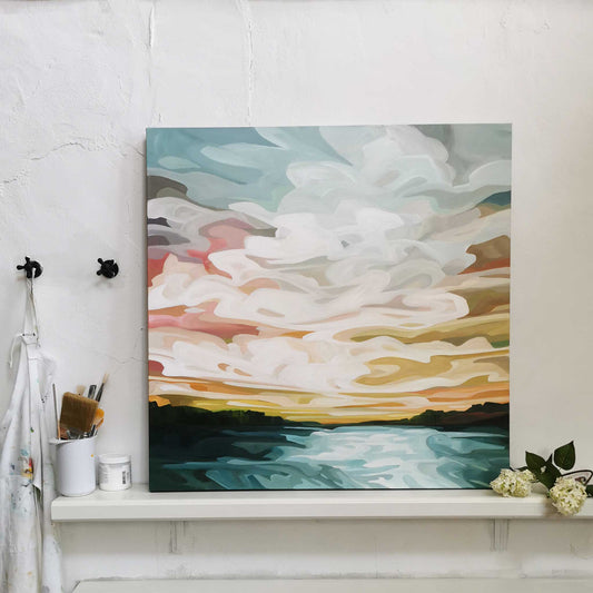 aurora sky painting of an pastel sunrise painting by Canadian abstract artist Susannah Bleasby