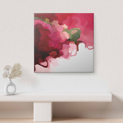 30x30 canvas art print of a berry red abstract painting by Canadian artist Susannah Bleasby