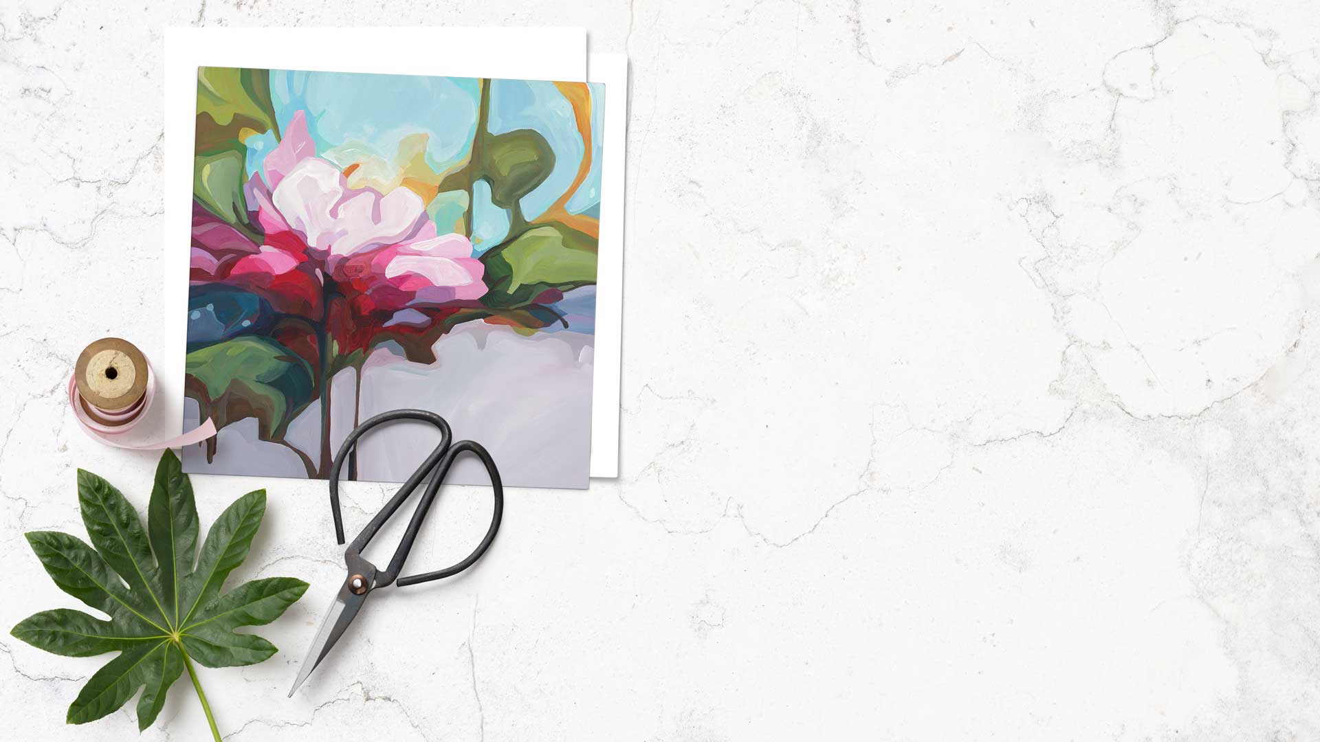 contemporary floral art greeting cards