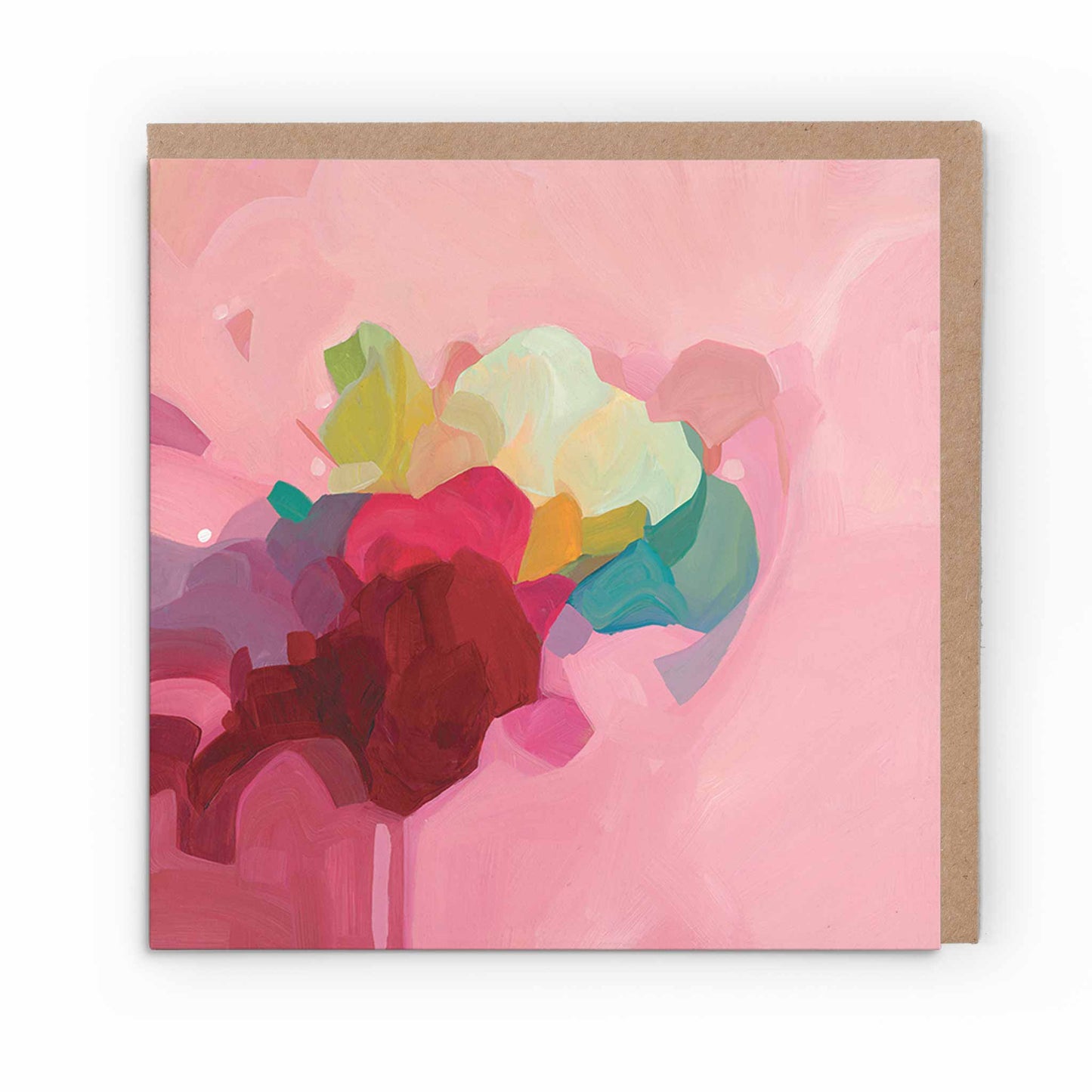 dusty rose abstract art greeting card with kraft envelope