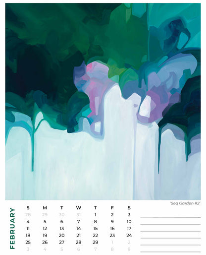 february 2024 month from abstract art calendar by Canadian artist Susannah Bleasby
