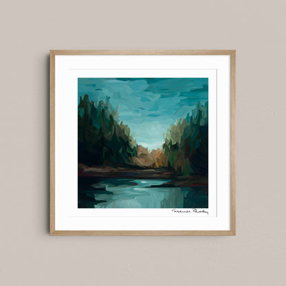 forest landscape painting fine art print 12x12