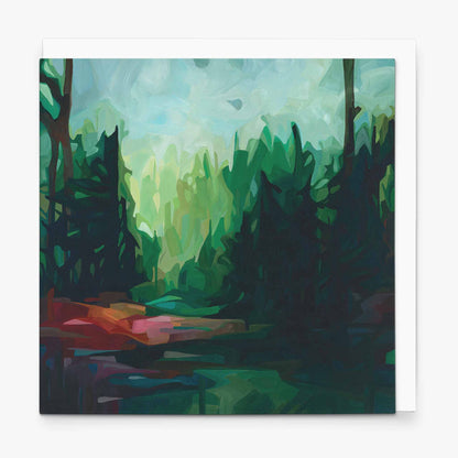 forest painting art greetings card