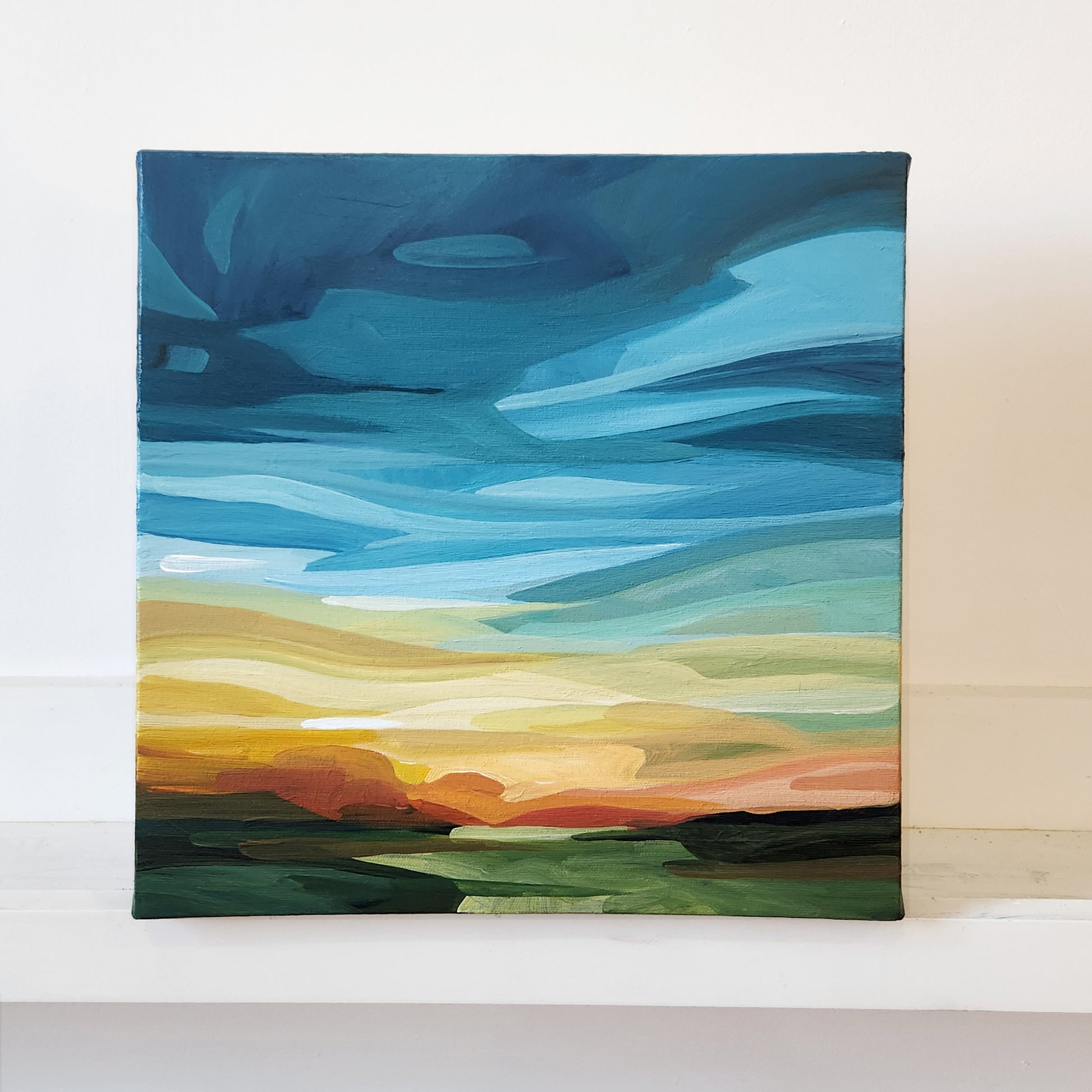 imagined landscape with colorful abstract sky