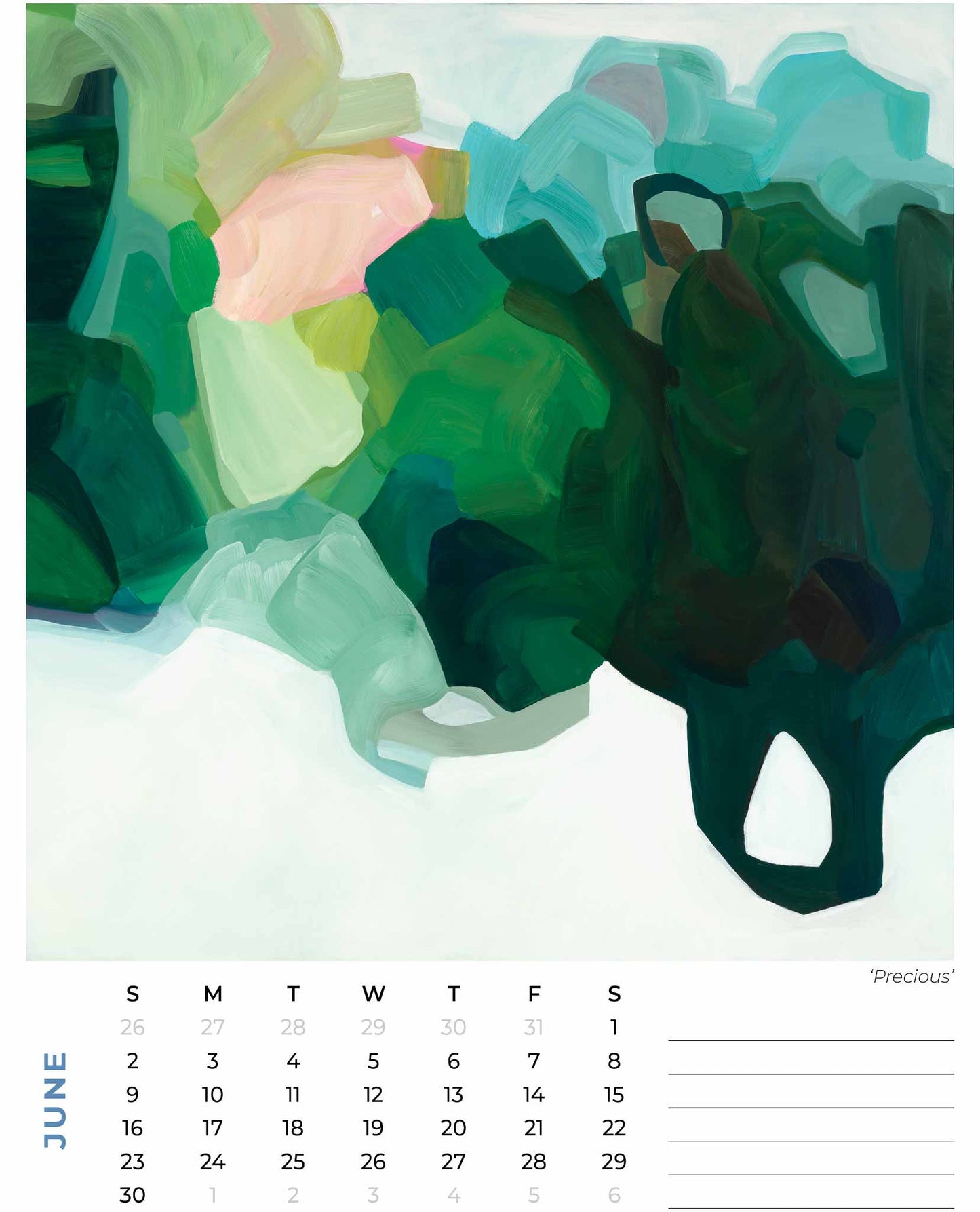 june 2024 calendar month from Susannah Bleasby's art calendar