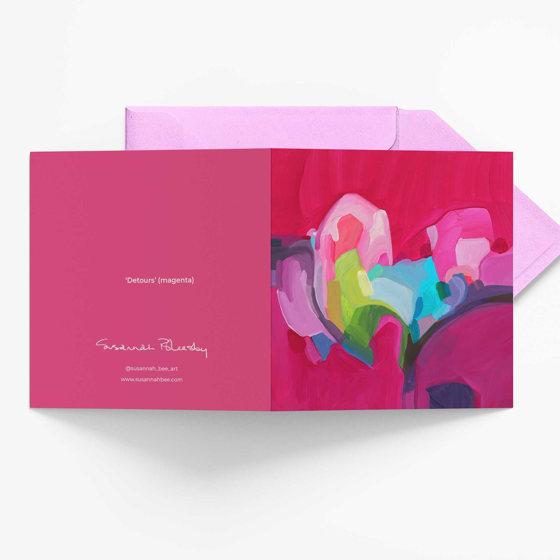 magenta greeting card UK with contrasting pink envelope