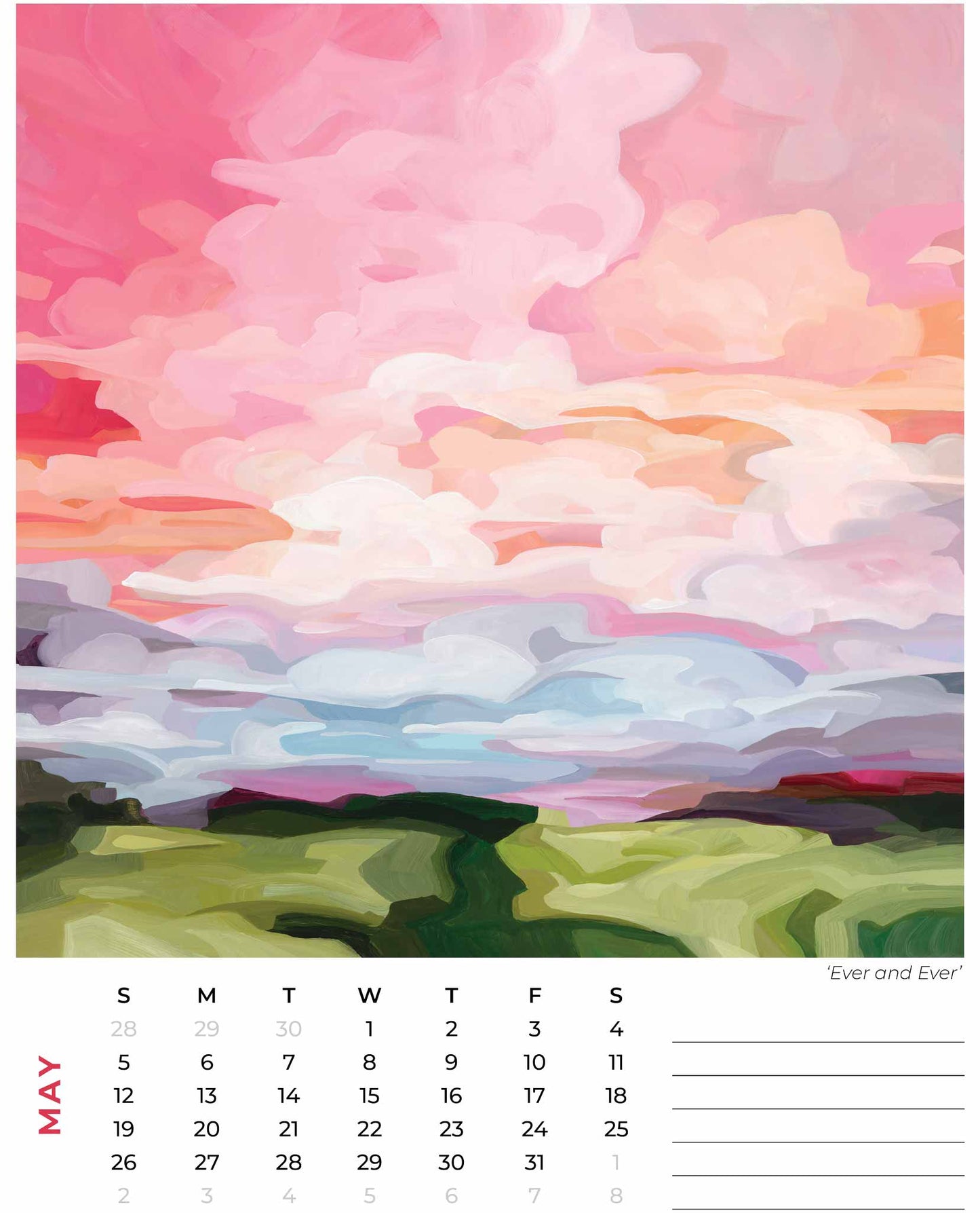 may 2024 calendar month from the annual artist calendar by Susannah Bleasby