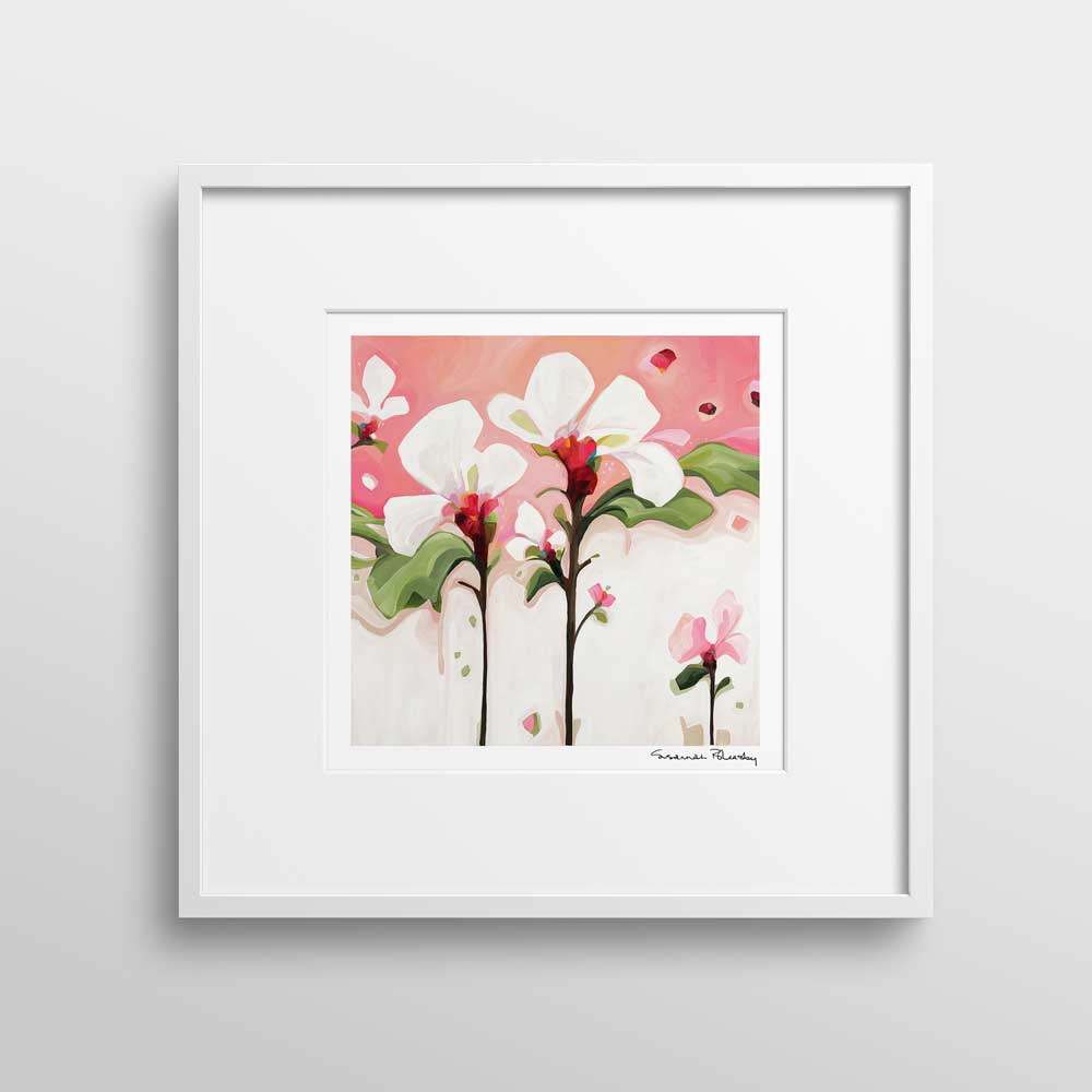 small white flower painting wall art print